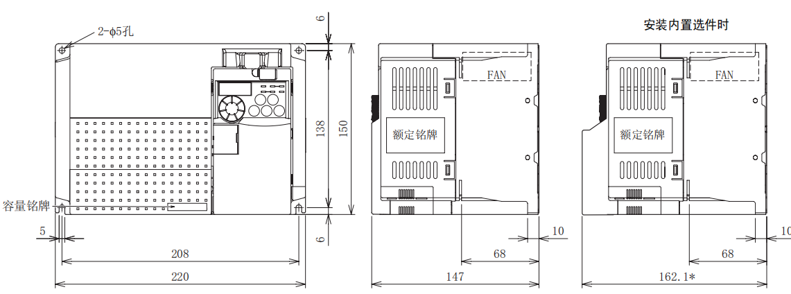 FR-E740-5.5K、7.5K-CHT尺寸圖